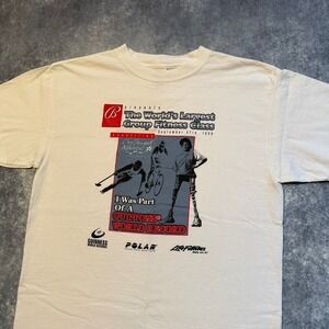 Vintage 1999 Guinness World Record Bally Total Fitness T-Shirt Mens Large White